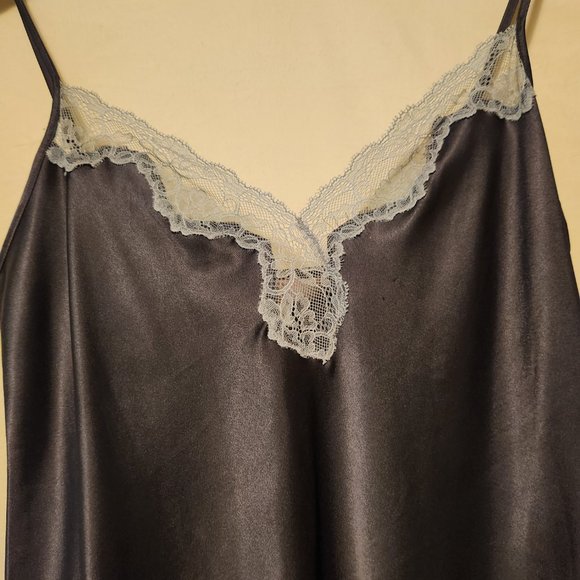 Grey and cream satin lace slip dress - Picture 2 of 14
